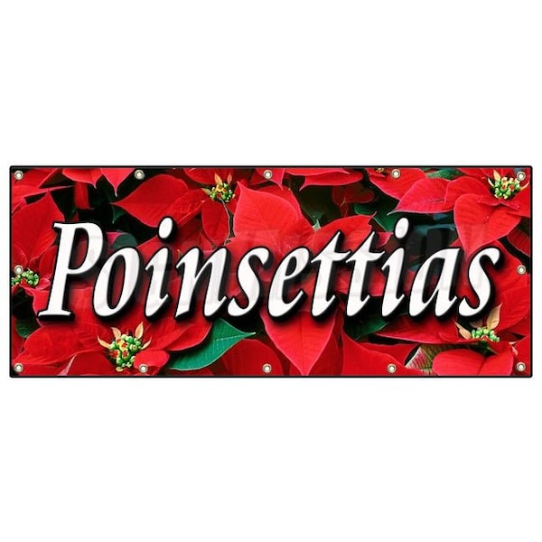 POINSETTIAS BANNER SIGN christmas xmas x-mas plants flowers holiday